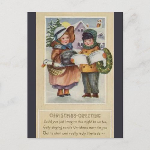 Vintage Children Sing Christmas Carols Postcard