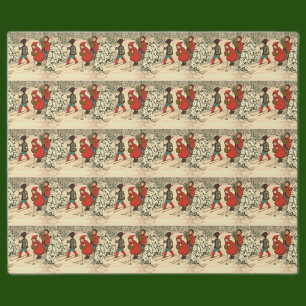 Vintage Children Skiing Wrapping Paper