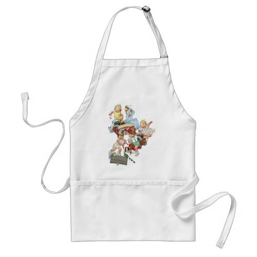 Vintage Children Toddlers Playing with Fire Trucks Adult Apron