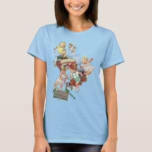 Vintage Children Toddlers Playing with Fire Trucks T-Shirt