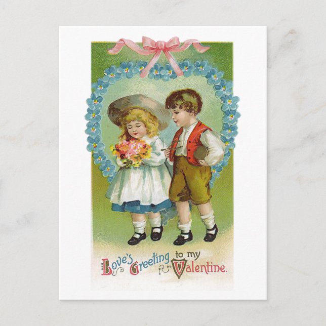 Vintage Children Valentine Postcard (Front)