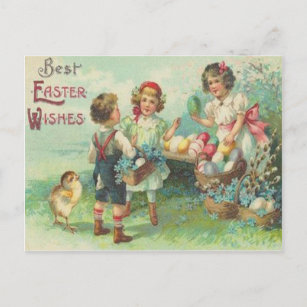 Vintage Children With Easter Eggs Easter Card