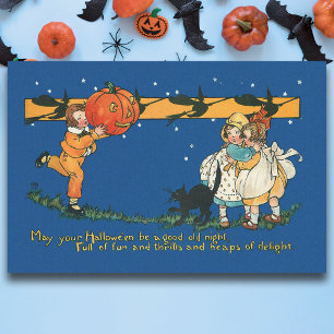 Vintage Children with Jack-O-Lantern and Black Cat Tissue Paper