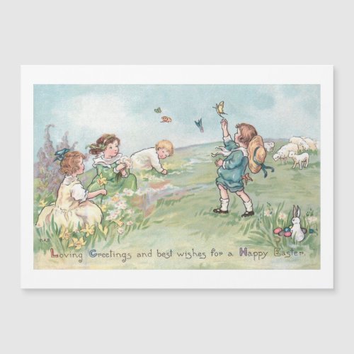 Vintage Children with Lambs and Easter Bunnies