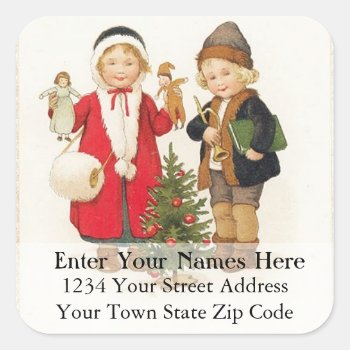 Vintage Children With Toys Address Label by pjwuebker at Zazzle