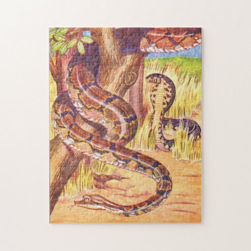 Vintage Childrens Book Illustration Snakes Jigsaw Puzzle