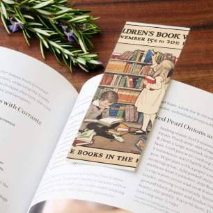 Vintage Children's Book Week Library Illustration Bookmarks