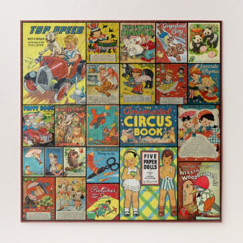 VINTAGE CHILDRENS BOOKS AND PAGE ILLUSTRATIONS JIGSAW PUZZLE