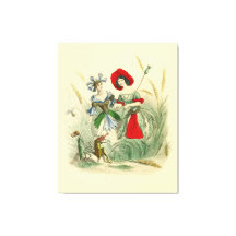 Vintage childrens watercolour print of flowers