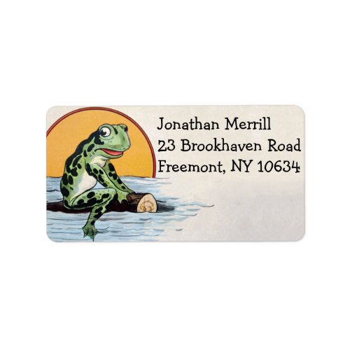 Vintage childs frog on log return address labels