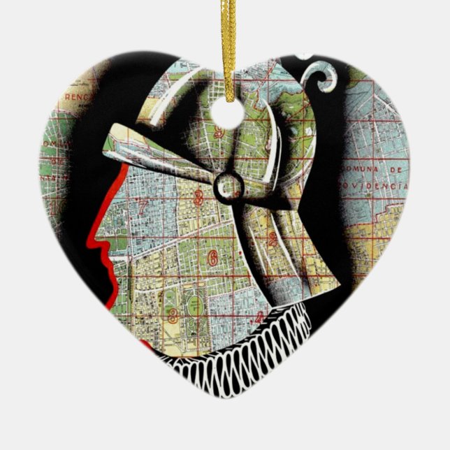 Vintage Chile Santiago Travel Ceramic Ornament (Front)