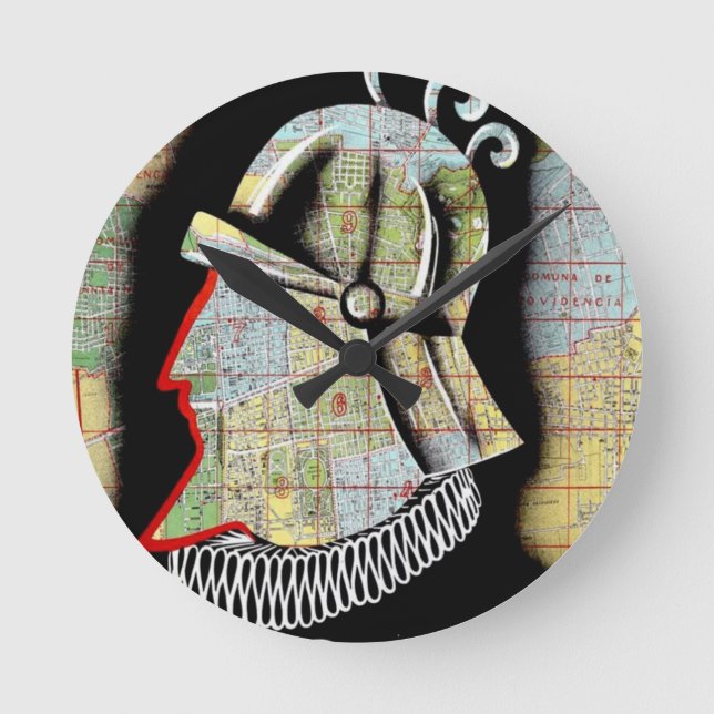 Vintage Chile Santiago Travel Round Clock (Front)