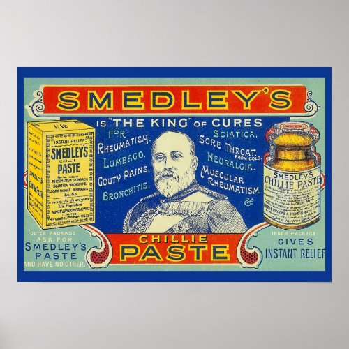 Vintage Chili Cure Smedleys Chillie Paste c 1901 Poster