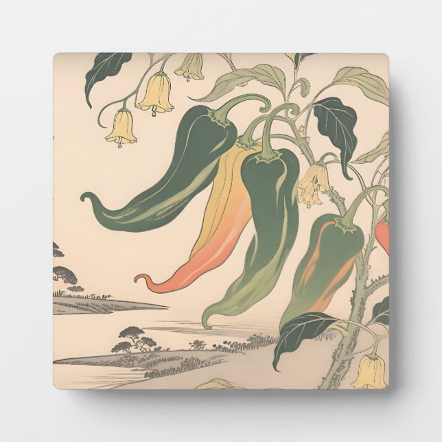 Vintage Chili Pepper Illustration Plaque (Front)