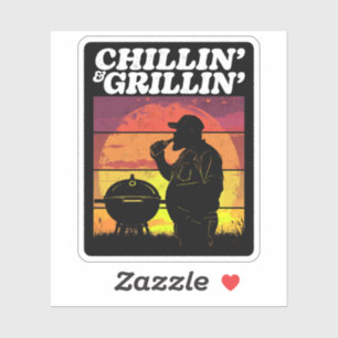 Vintage Chillin’ & Grillin’ Dark Distressed Sticker