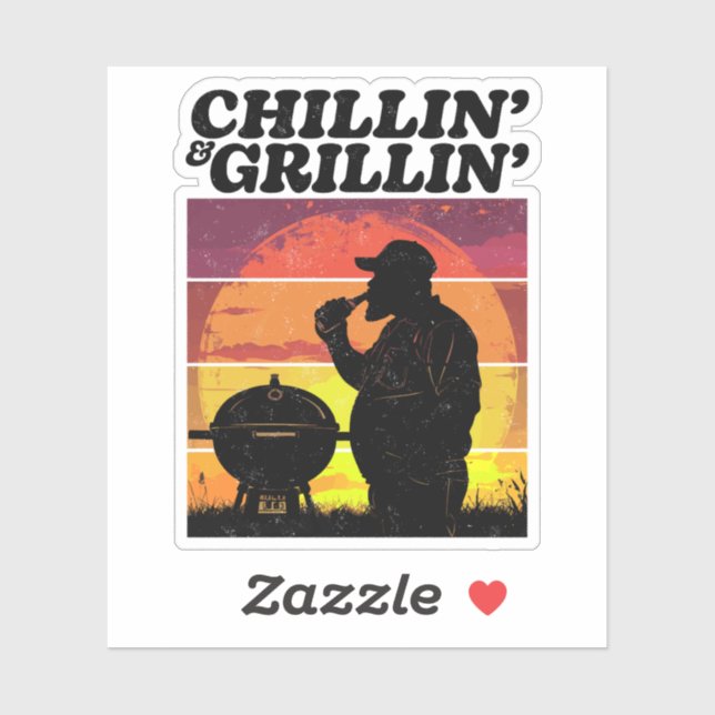 Vintage Chillin’ & Grillin’ Distressed Sticker (Sheet)