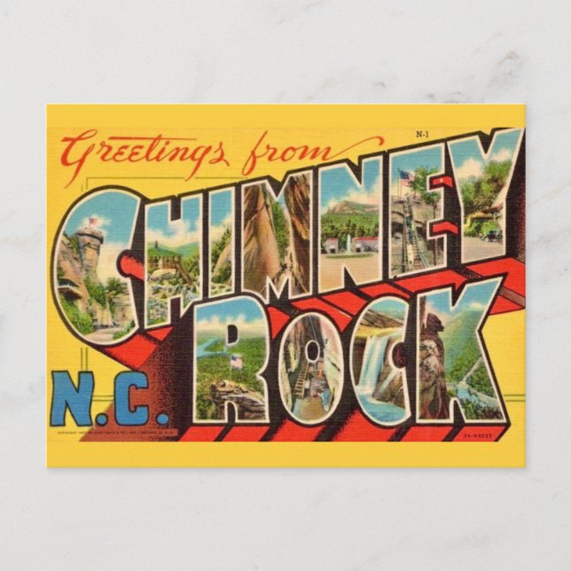 Vintage Chimney Rock NC Postcard (Front)