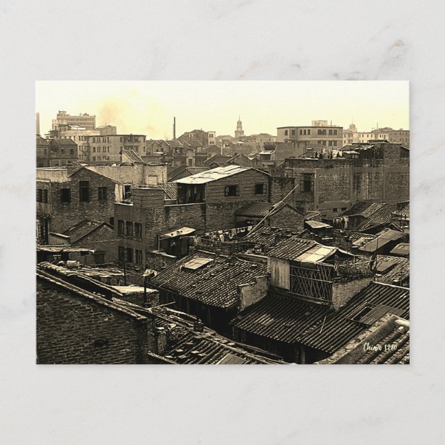 Vintage China Canton city Postcard (Front)