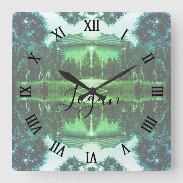 Vintage China Canton martyrs parc Square Wall Clock (Front)