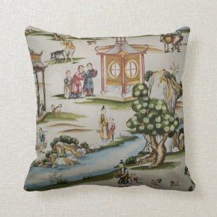 Vintage China Chinese Toile Throw Pillow