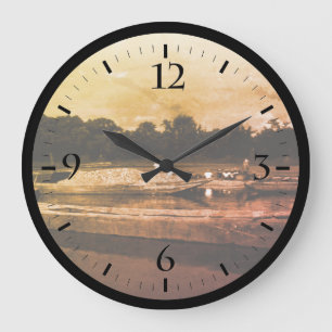 Vintage China Guilin Cormorant Fisherman Large Clo Clock