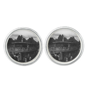 Vintage China Guilin river boat Watch Cufflinks