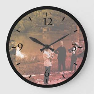 Vintage China Guilin river chinese people Large Cl Clock