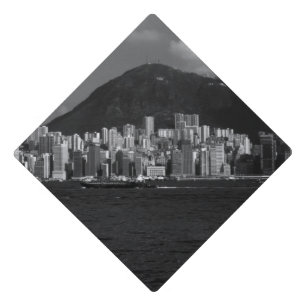 Vintage China Hong Kong bay Skyscrapers Graduation Cap Topper