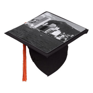 Vintage China Hong Kong bay Skyscrapers view Graduation Cap Topper