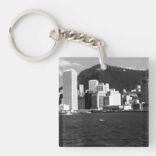 Vintage China Hong Kong bay Skyscrapers view Keychain