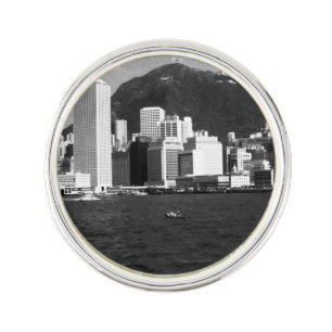 Vintage China Hong Kong bay Skyscrapers view Lapel Pin