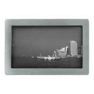 Vintage China Hong Kong boat skyscraper ​​sea Post Belt Buckle