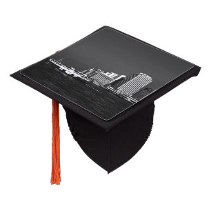 Vintage China Hong Kong boat skyscraper sea Post Graduation Cap Topper