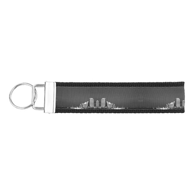 Vintage China Hong Kong boat skyscraper ​​sea Post Wrist Keychain (Keys on Left)