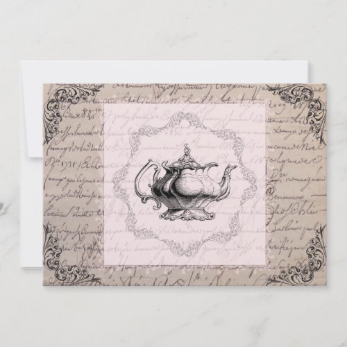 Vintage China Teapot Bridal Shower Tea Party Personalized Invitations