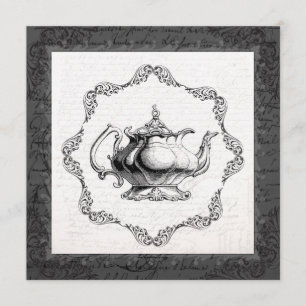 Vintage China Teapot Bridal Shower Tea Party Invitation