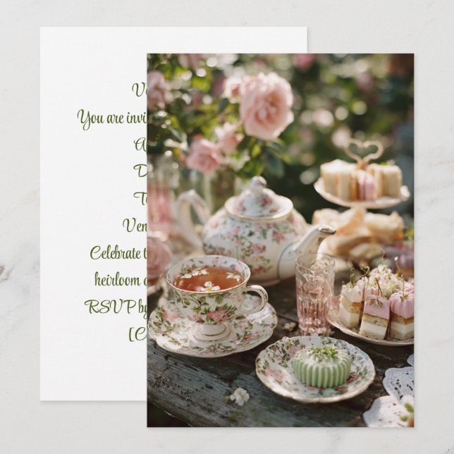 Vintage China | Timeless Tea Invitation (Front/Back)