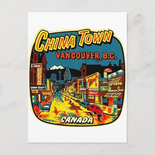 Vintage China Town Vancouver BC Postcard