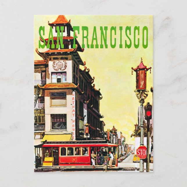 Vintage Chinatown San Francisco Travel Postcard (Front)