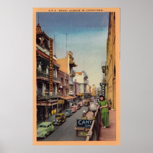 Vintage Chinatown San Francisco Travel Poster