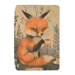 Vintage Chinese art cute fox with tea ceremony iPad Mini Cover