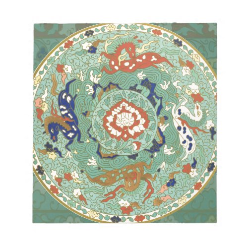Vintage Chinese Blue Green Art Design Nature Notepad