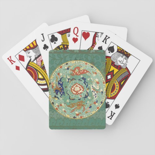Vintage Chinese Blue Green Art Design Nature Poker Cards