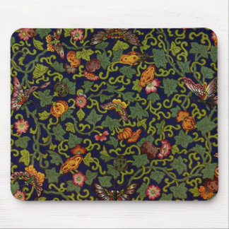 Vintage Chinese Butterflies & Flowers Mouse Pad