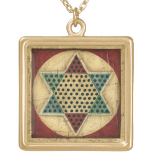 Vintage Chinese Checkerboard by Ethan Harper Gold Plated Necklace