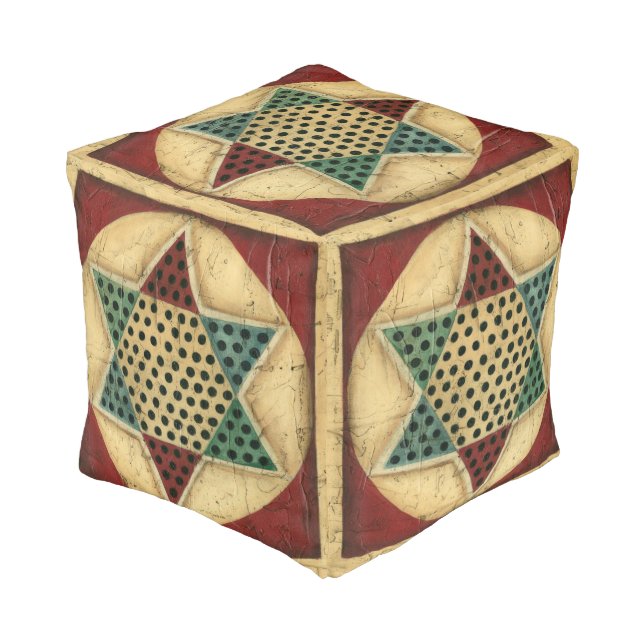 Vintage Chinese Checkerboard by Ethan Harper Pouf (Angled Front)