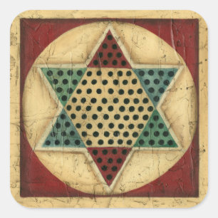 Vintage Chinese Checkerboard by Ethan Harper Square Sticker