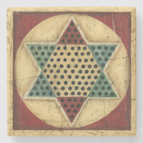 Vintage Chinese Checkerboard by Ethan Harper Stone Coaster
