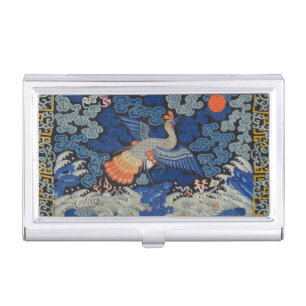 Vintage Chinese Crane Pattern: Imperial Blue Business Card Case