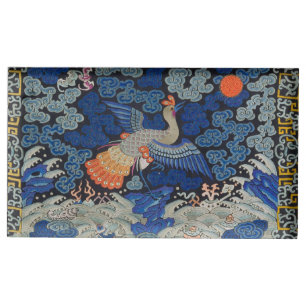 Vintage Chinese Crane Pattern: Imperial Blue Place Card Holder
